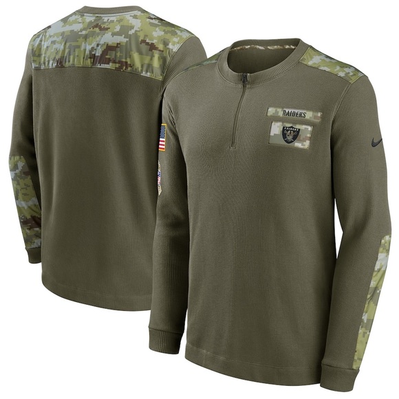 NEW - Nike Olive Las Vegas Raiders Salute To Service Henley Long Sleeve Thermal - Picture 2 of 3